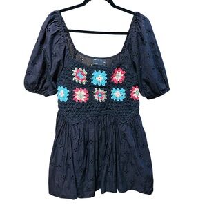 Asos Black Mini Dress with Colorful Floral Design